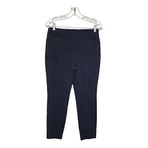 Chicos Women's Navy Blue Striped Stretch Pull-On Slim Leg Pants Size 0/US 4R